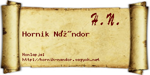Hornik Nándor névjegykártya